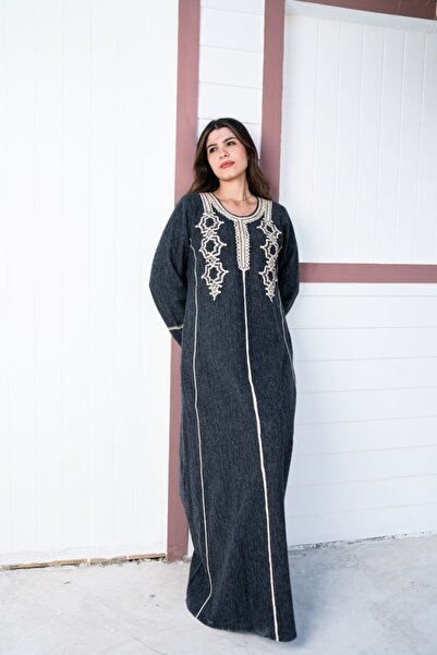 AFandina Embroidered wool jalabiya with luxurious embroidery A-958