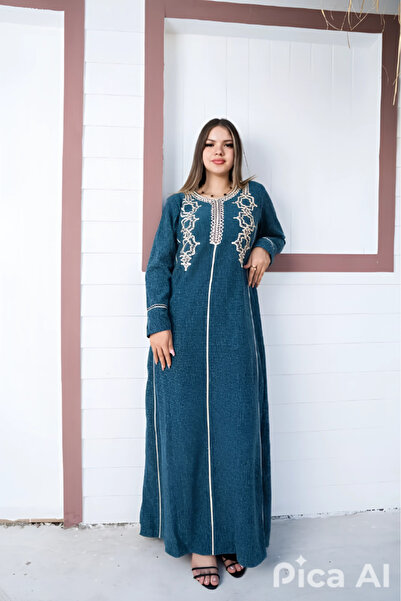 AFandina Embroidered wool jalabiya with luxurious embroidery A-958