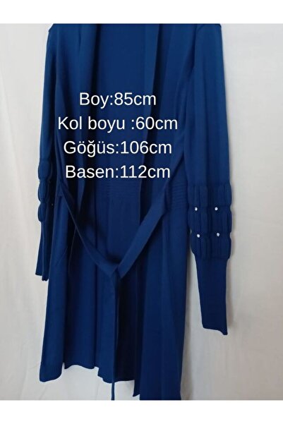 OceanGiyim Women's Oversized Lace-Up Pocketed Acrylic Hijab Cardigan