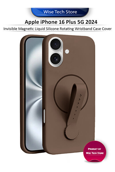 Wtech Apple iPhone 16 Plus 5G 2024 Invisible Magnetic Liquid Silicone Rotating Wristband Case Cover