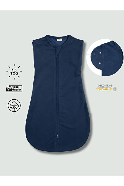 Zuppers Double Layer Cotton Baby Swaddle Romper - 1.5 Tog - Navy Blue