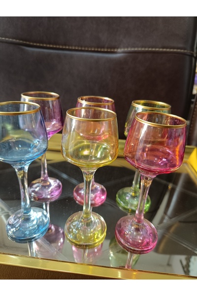 DEKOR ZÜCCACİYE HOME Lav 6 Color Short Coffee Side Stand Glass Cup