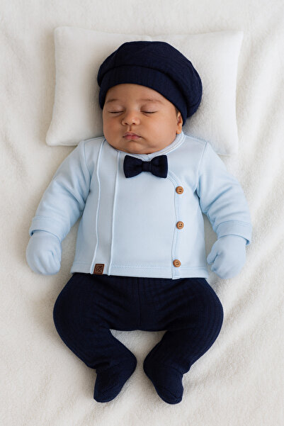 PefyBaby 100% Cotton Baby Boy 5-Piece Hospital Discharge Set, Newborn Set, Bo...