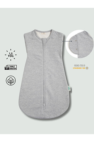 Zuppers Double Layer Cotton Baby Swaddle Romper - 1.5 Tog - Gray