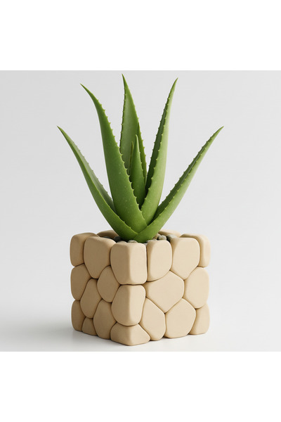 OEM Ghiveci decorativ cu design stone touch, culoare Ivory Sand