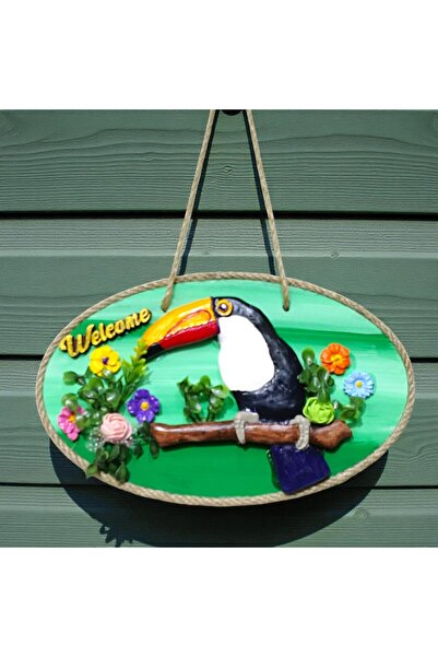 Mixperi Декоративна прикраса для дверей з фігуркою тукана та написом «Welcome» — кольорова ручна робота