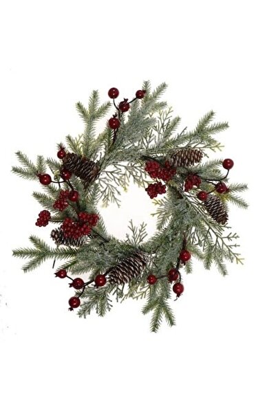 ANTBRO Coroană de Crăciun din polietilenă verde/roșu/maro, 40 cm