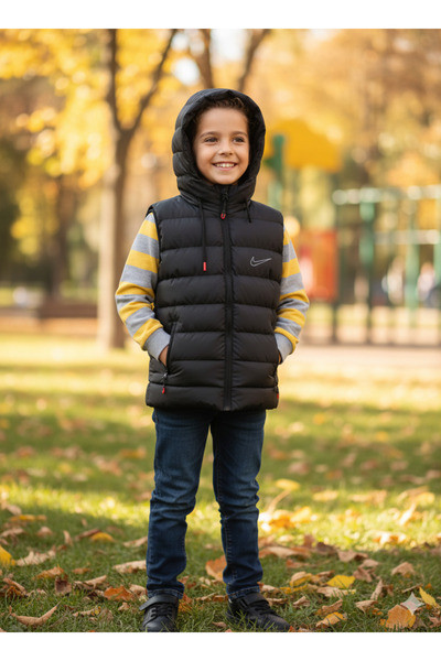 GZMSTYLE ŞİŞME YELEK KAPŞONLU FERMUARLI