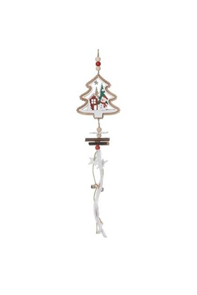 ANTBRO Decorațiune de Crăciun suspendată - Brad perforat din lemn cu om de ză...