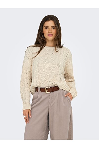 ONLY Onlelly Life Ls Cable O-Neck Cc Knt Women's Sweater 15351234 Birch