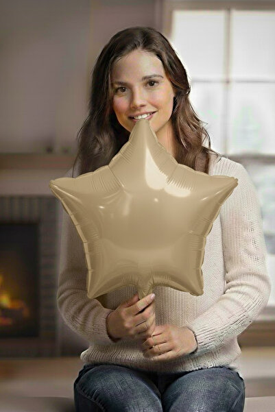 Baloncu Dede Beige Star Foil Balloon 1 Piece 45 cm Romantic Celebration Birth...