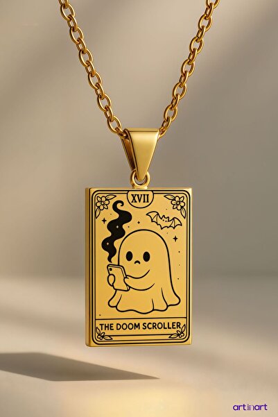 ArtinArt قلادة دوم سكرولر تاروت |   قلادة من الفولاذ المقاوم للصدأ باللون الذهبي