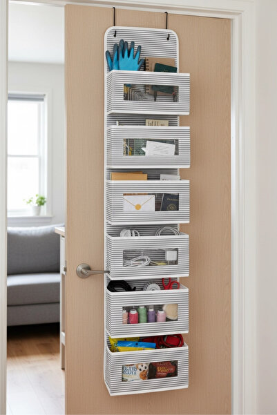 Hesaplı Kasa Multi-Purpose 6-Compartment Over-The-Door Hanging Organizer - Baby Room Toy, Bathroom Accessory Organizer
