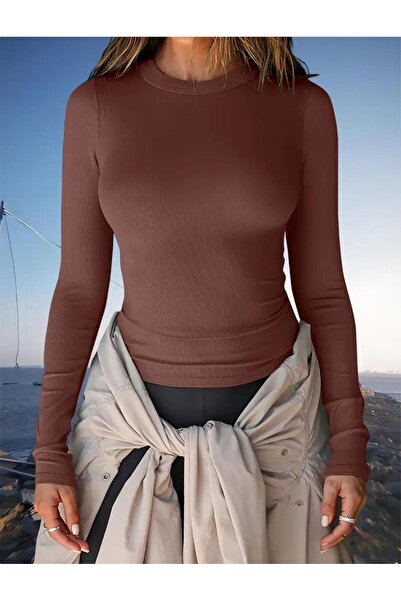 Wearflawless Wearflawlesss Long Sleeve Crew Neck Corded Fabric Blouse