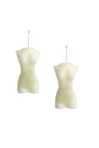OEM Set of 2 decorative paraffin candles, 11x7 cm, female body design, 180 g, white
