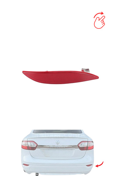 MEFAUTO Renault Fluence Compatible Right Rear Bumper Reflector 2009>