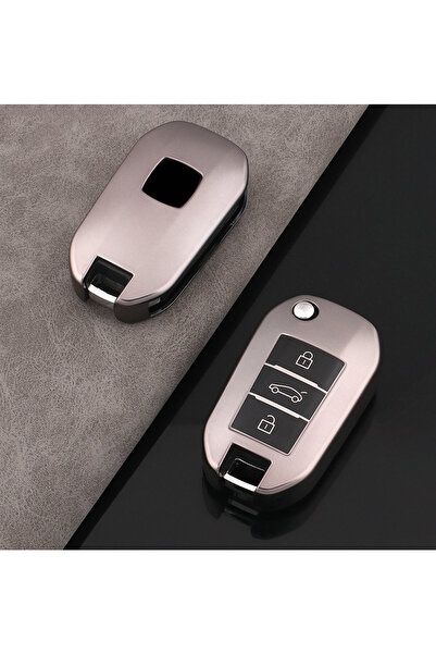 MeyZone غطاء مفتاح سيليكون رمادي لسيارات بيجو 208 و308 و301 و3008 و5008 وسيتر...