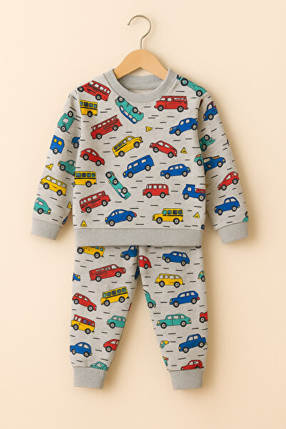 Free Beka Car Pattern Boys' Long Sleeve Cotton Bottom Top Pajama Set