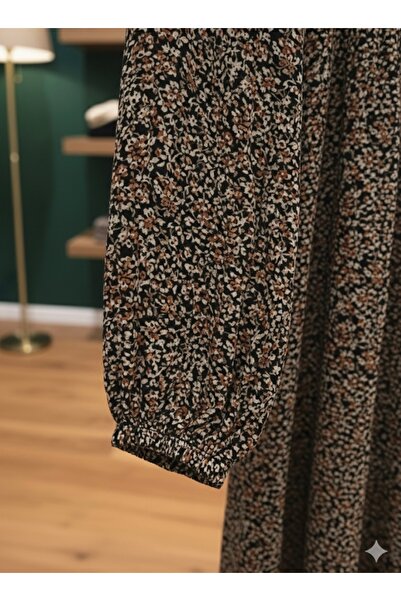 fariza tekstil Çıtır desen büzgü robalı rahat kesim tesettür elbise