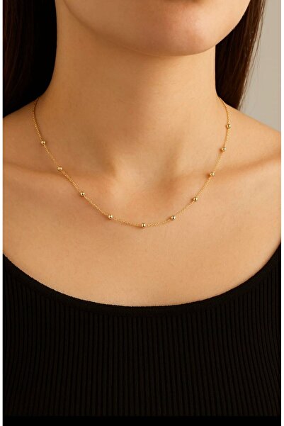 SNGL ACCESSORİES Minimal Altın Top Detaylı Zincir Kolye
