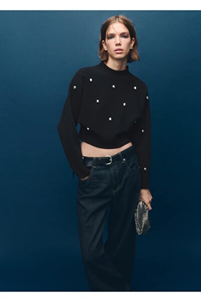 MANGO Woman Perkins yaka küre desenli kazak