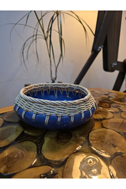 atolye okyanus El yapımı bambu ip örgülü seramik tabak