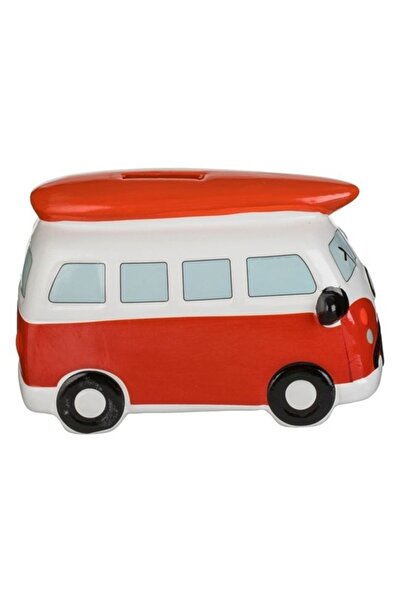 ANTBRO Clay Money Box Caravan with Surfboard 16x9x10cm, ANTBRO®, Red