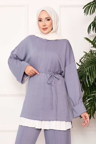 EBRUTESETTÜR Soft Suit with Belted Sleeves and Folded Detail