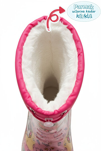 ZENEGE Çocuk Çizme Kürklü Yağmur Ve Kar Botu