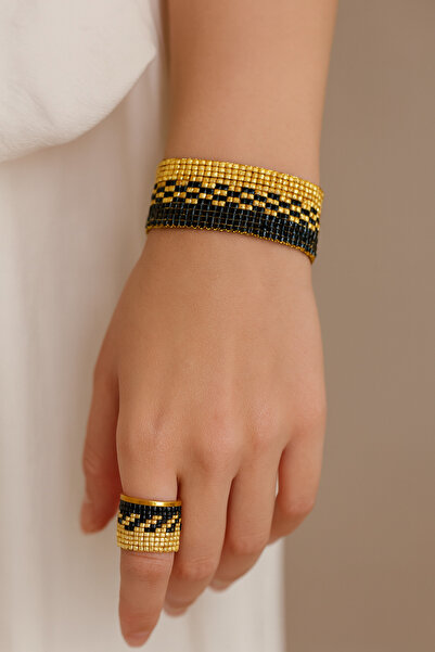 bitangosu Miyuki Sparkle - Handmade Set Carrying Courage and Elegance / Petrol/Gold