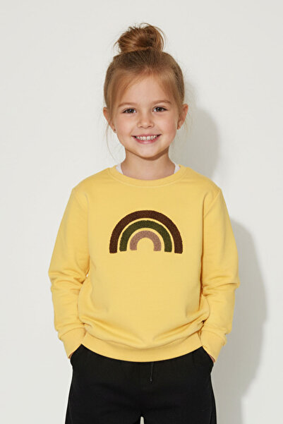 WORRN Kız Çocuk %100 Pamuk Gökkuşağı Süzeneli 2-6 Yaş Sweatshirt - 1021