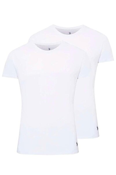 U.S. Polo Assn. Erkek Beyaz 2'Li Yuvarlak Yaka Atlet -TLY80U19A6