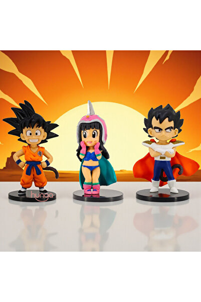Hunga مجموعة شخصيات أنمي دراغون بول - 3 قطع - فيجيتا - غوكو - تشي-تشي