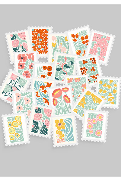 tinystoriestr Çiçek & Botanik Temalı Pul Sticker Seti 20'li - Bullet Journal ...