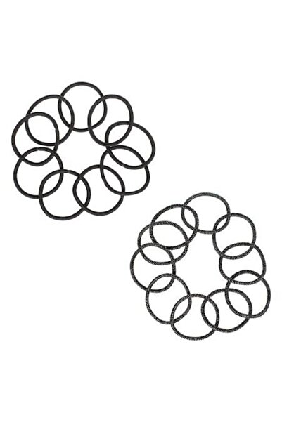 ANTBRO Σετ 20 μαύρα λαστιχάκια μαλλιών με ασημί λούρεξ