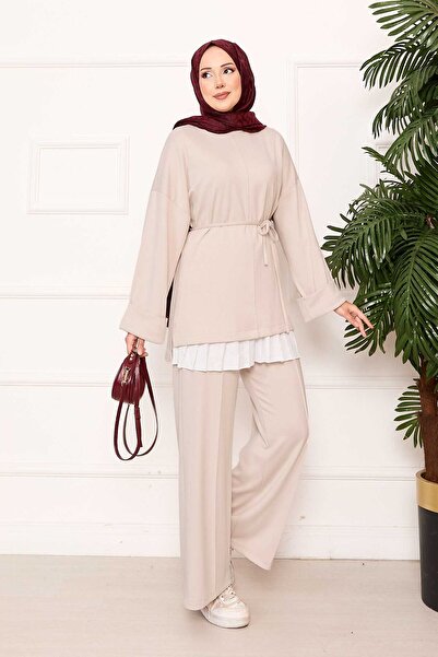 EBRUTESETTÜR Soft Suit with Belted Sleeves and Folded Detail