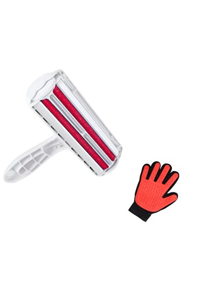 NEO Pet Brush Roller and Grooming Glove Set - Red