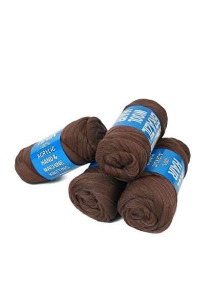 The comprehensive house مجموعة وصلات شعر صوف مضفرة برازيلية - 4 قطع، بني، 280 جرام