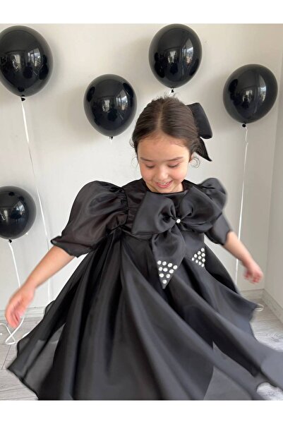 Sare Çocuk Giyim Black Full Flared Flight Flight Karolin Evening Dress Girl's Dress