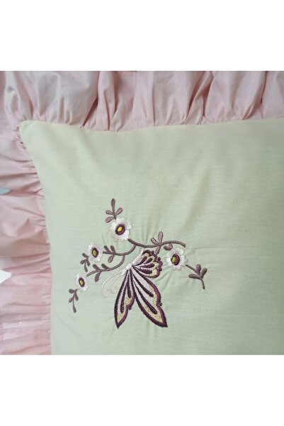 Casa Bucuriei embroidered bedding set for 140x200 cm bed, 6-piece, dusty pink/cream, 100% cotton