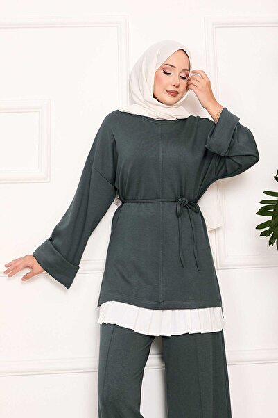 EBRUTESETTÜR Soft Suit with Belted Sleeves and Folded Detail