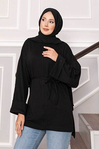 EBRUTESETTÜR Soft Tunic with Folded Sleeves and Belt