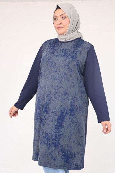 Eslina 58161 Plus Size Basic Modal Tunic - Indigo