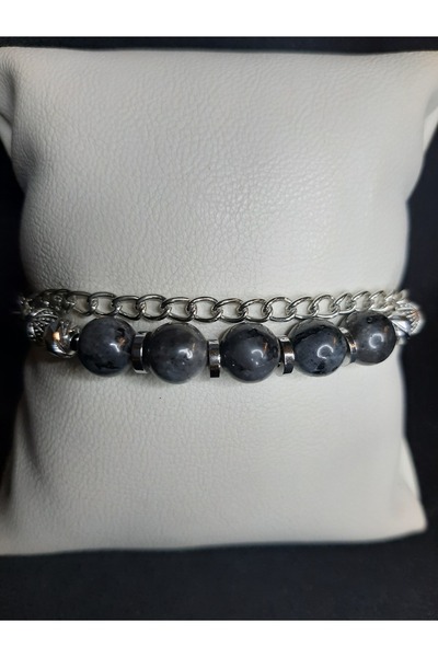MRYart Adjustable Bracelet Designed with Gray Labradorite Stone and Metal Chain