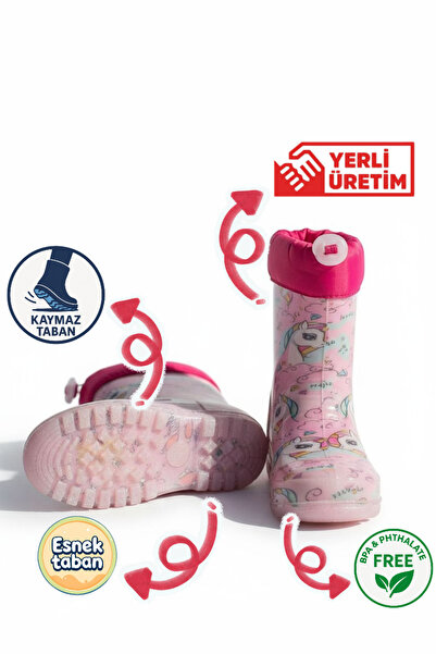 ZENEGE Çocuk Çizme Kürklü Yağmur Ve Kar Botu