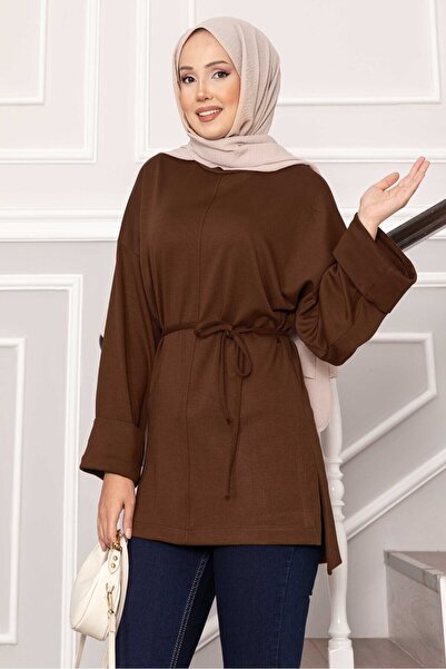 EBRUTESETTÜR Soft Tunic with Folded Sleeves and Belt