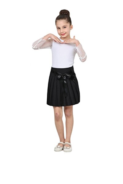 Herşey Nota Girl's Black Pleated Skirt – April 23, October 29, November 10 Performance and School Event Outfit