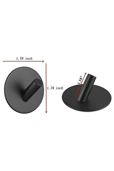 Generic Black Heavy Duty Stainless Steel Adhesive Wall Hooks, 4 Pack