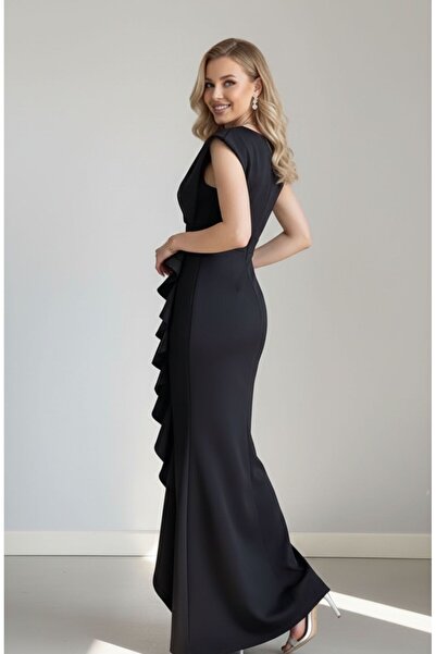 Euro Class Şık Kruvaze Yaka Nikah ve Davet Elbisesi