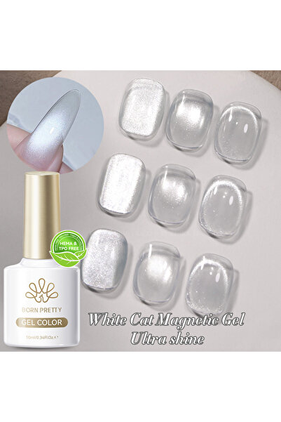 Born Pretty White Cat Eye Kedi Gözü Kalıcı Oje 10 ml MY77